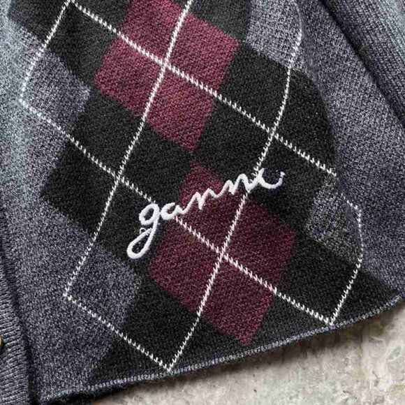 ๐๐Ganni Gray Argyle Cardigan For Women - Picture 3 of 9